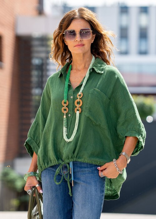 Koszula Lniana Taromina Zielona