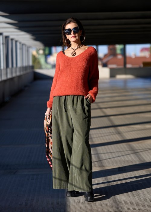 Spodnie Sztruksowe Bresco Khaki